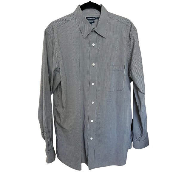 B&W Patterned Cotton Blend Collared Shirt // Croft & Barrow Men's Size 16.5 - Picture 1 of 5